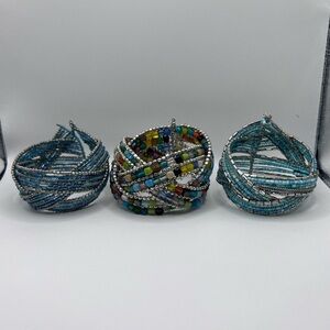 3 Pearl bead cuff bracelets